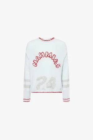 Nahmias Mens Embroidered Dropped-Shoulders Cotton-Blend Jumper