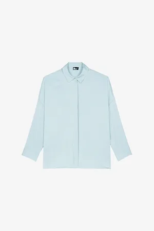 The Kooples Womens Relaxed-Fit Long-Sleeve Stretch-Silk Shirt