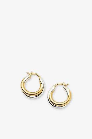 Missoma Womens x Lucy Williams Entwine 18ct Yellow-Gold Sterling Silver and Rhodium Hoop Earrings