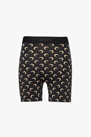Marine Serre Womens Moon-Print High-Rise Stretch-Jersey Shorts