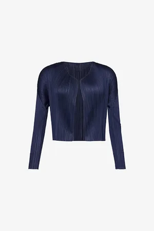 PLEATS PLEASE ISSEY MIYAKE Womens V-Neck Long-Sleeve Knitted Cardigan