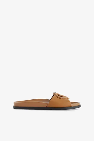 Gucci Womens Branded Slip-On Leather Sliders