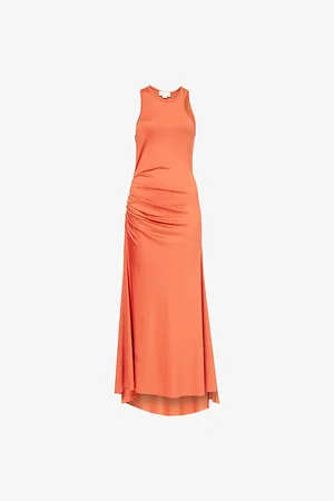 Victoria Beckham Womens Slim-Fit Tank Ruched Stretch-Jersey Midi Dress