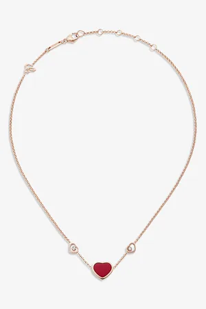 Chopard Happy Hearts 18ct Rose-Gold, 0.1ct Diamond and Red-Stone Necklace