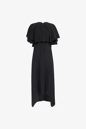 Stella McCartney Womens Draped Layered Silk Midi Dress