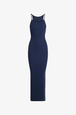 SKIMS Womens Cotton Rib Scoop-Neck Stretch-Cotton Maxi Dress