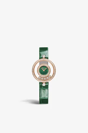 Chopard 203957-5209 Happy Diamonds 18ct Rose-Gold, 0.91ct Full-Cut Diamond and Alligator-Embossed Leather Quartz Watch