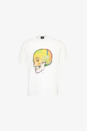 Paul Smith Mens Skull Graphic-Print Cotton T-Shirt
