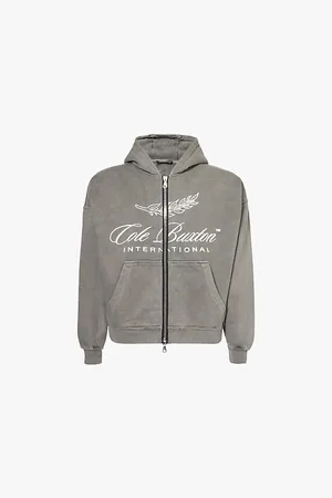 Cole Buxton Mens International Brand-Print Cotton-Jersey Hoody