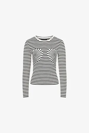 Marc Jacobs Womens Seamed-Up Crewneck Stripe Knitted Top