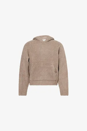 The Couture Club Mens Boucle Kangaroo-Pocket Knitted Hoody
