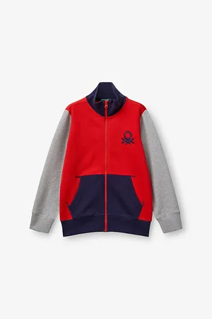 Benetton Logo-Embroidered Colour-Block Cotton Sweatshirt 6-14 Years