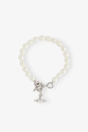 Vivienne Westwood Womens Aleksa Platinum-Plated Brass and Faux-Pearl Bracelet