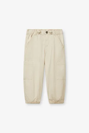 Benetton Elasticated-Waist Tapered-Leg Stretch-Cotton Cargo Trousers 18 Months-6 Years