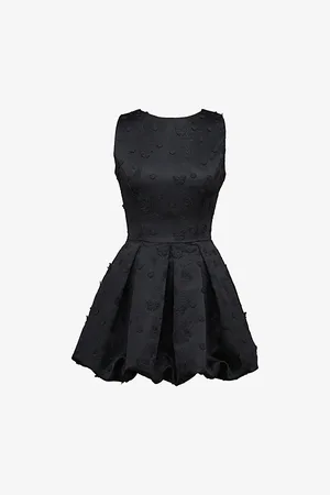 House Of Cb Womens Melika Embroidered Puffball Woven Mini Dress