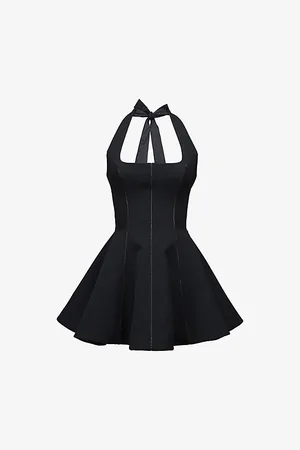 House Of Cb Womens Loulette Halterneck Stretch-Crepe Mini Dress