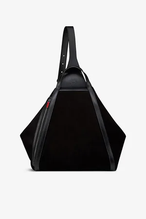 Christian Louboutin Mens Pyramid Logo-Print Suede Hobo Bag