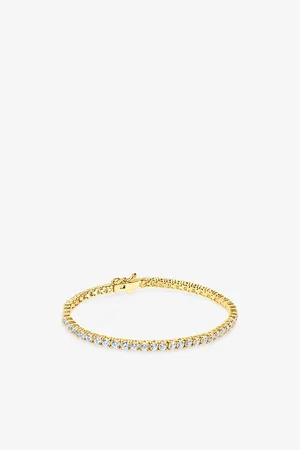 CARAT* London Womens Vianne Yellow- Plated Vermeil Sterling-Silver and Cubic Zirconia Tennis Bracelet