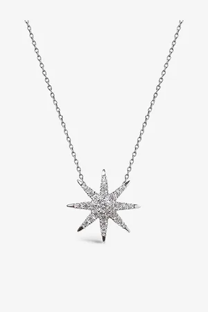 CARAT* London Womens Atrias Star-Shaped Sterling and Cubic Zirconia Pendant Necklace