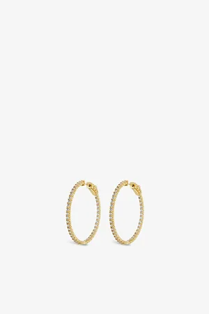 CARAT* London Womens Amaia -Plated Vermeil Sterling Silver and Cubic Zirconia Hoop Earrings