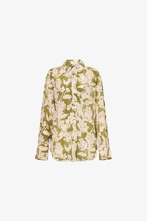 Victoria Beckham Womens Printed Patch-Pocket Silk Shirt