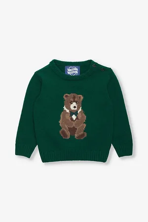 FrenchTrotters Timothy Teddy Graphic-Intarsia Knitted Jumper 3-24 Months