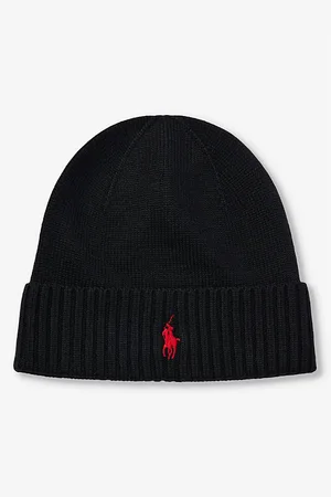 Ralph Lauren Mens Brand-Embroidered Folded-Brim Wool Beanie