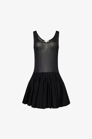 Alaïa Womens Godet Ruffled Knitted Mini Dress