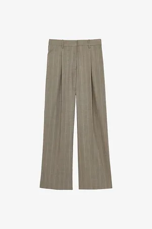 Reiss Womens Tallulah Wide-Leg Pinstripe Wool-Blend Trousers