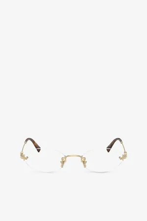 Miu Miu Womens Mu 53Wv Oval-Frame Metal Optical Glasses