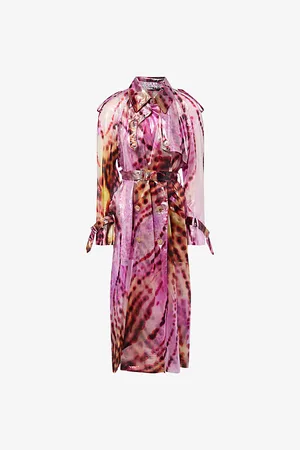 DRIES VAN NOTEN Womens Abstract-Print Semi-Sheer Shell Trench Coat