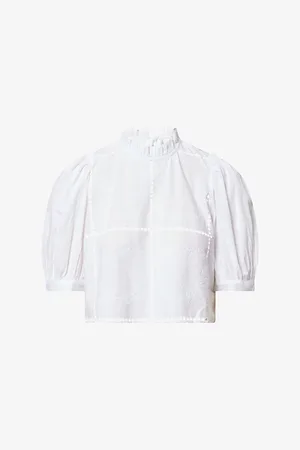 Skall Studio Womens Anemone Crop Cotton-Poplin Blouse