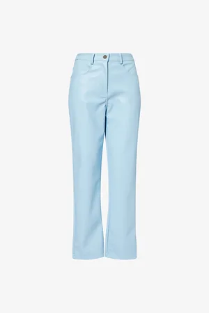 Amy Lynn Womens Lupe Straight-Leg Faux-Leather Trousers