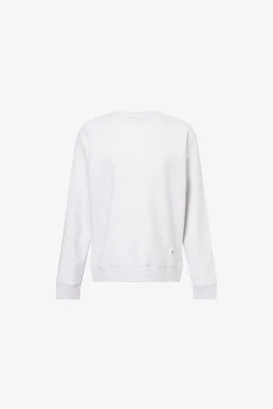 Sporty & Rich Womens Runner Round-Neck Cotton-Blend Sweatshirt