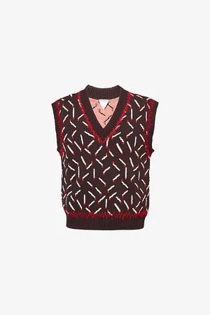 Bottega Veneta Mens Matches Embroidered Cotton-Blend Gilet