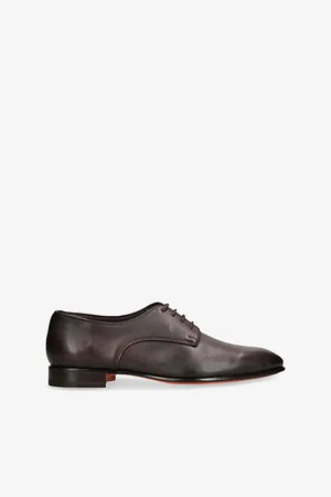 santoni Mens Adrian Blake Leather Derby Shoes