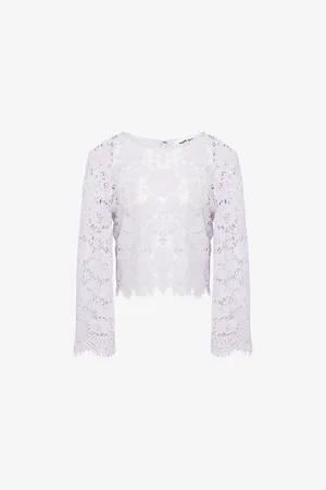 Self-Portrait Womens Fluted-Sleeve Lace Top