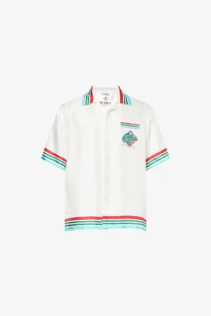 Casablanca Mens Camp-Collar Striped Silk Shirt