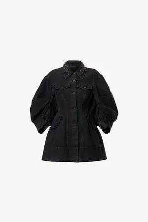 Simone Rocha Womens Embellished-Collar Regular-Fit Denim Jacket