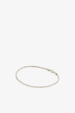 MIANSAI Mens Rope Chain Sterling Silver Polished Rhodium-Plated Bracelet