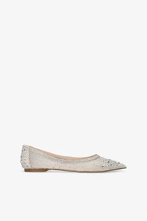 Steve Madden Womens Charise Crystal-Embellished Ballet Flats