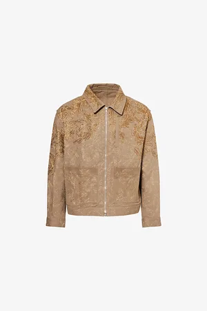 DRIES VAN NOTEN Mens Embroidered Boxy-Fit Denim Jacket