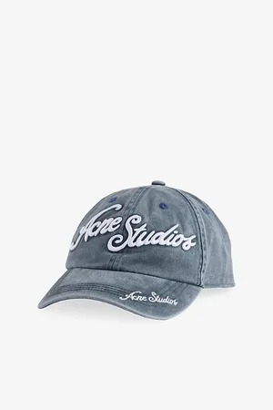 Acne Studios Mens Script Logo-Embroidered Cotton Baseball Cap