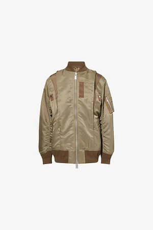 SACAI Womens Pin-Tucked Pleat Nylon Twill Blouson Jacket
