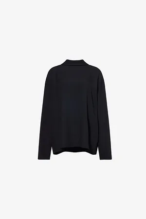 Carven Womens Collared Long-Sleeve Woven Top