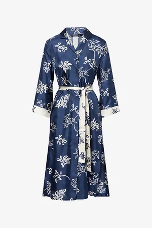 Max Mara Womens Timeo Flora-Print Silk Kaftan Dress