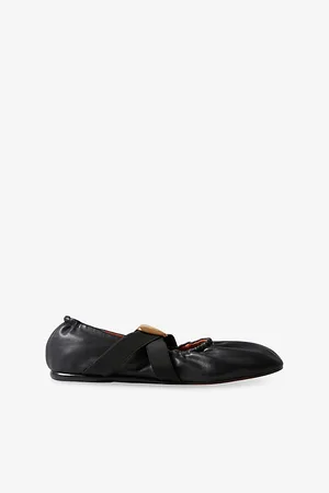 Claudie Pierlot Womens Heart-Plaque Leather Ballet Flats