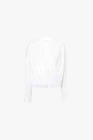 DRIES VAN NOTEN Womens Wrap-Front Puffball Cotton-Poplin Shirt