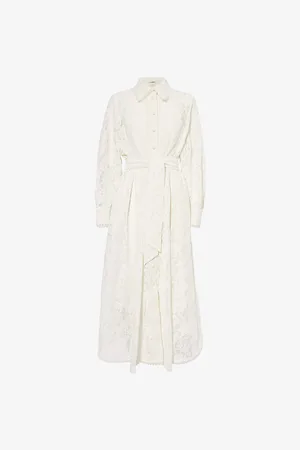 ZIMMERMANN Womens Dawning Tuck Long-Sleeve Midi Dress