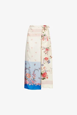Max Mara Womens Peggi Floral-Print Silk Midi Skirt